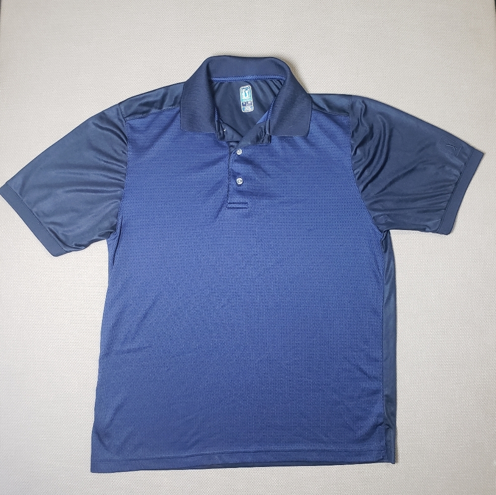 PGA Tour Golf Polo Blue & Black Short Sleeve Shirt Men’s Size Small